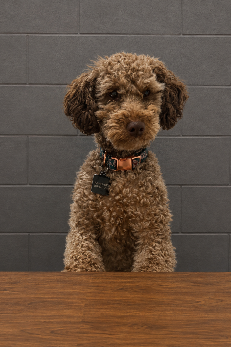 Claire, the shop dog and customer greeter at Graphic Press